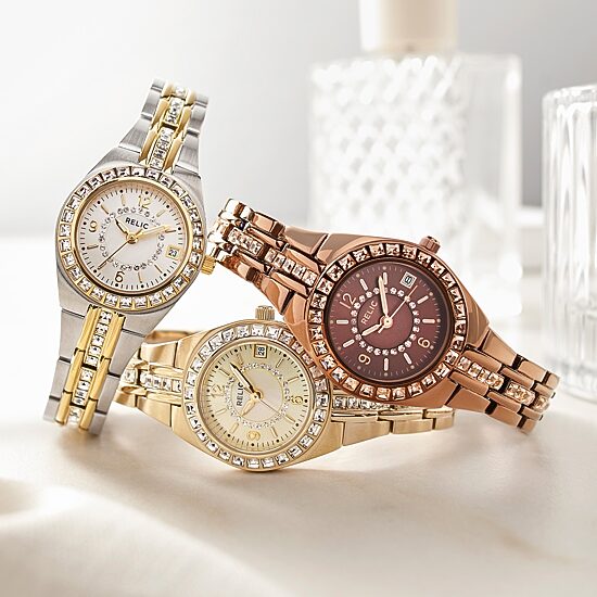 Relic By Fossil Relic Womens Two Tone Bracelet Watch Zr11775