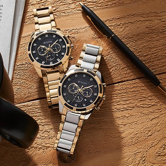 Bulova Classic Mens Chronograph Two Tone Stainless Steel Bracelet Watch 98d132
