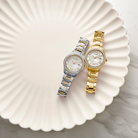 Citizen Womens Crystal Accent Gold Tone Stainless Steel Bracelet Watch Fe1147-79p