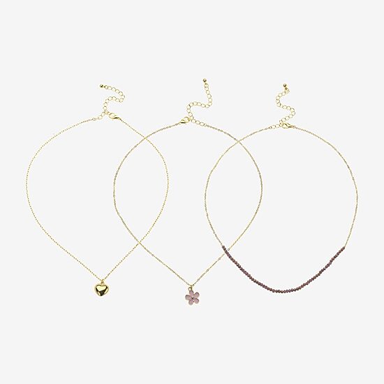 Arizona Womens Flower Heart 3-pc. Necklace Set