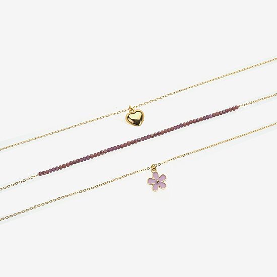 Arizona Womens Flower Heart 3-pc. Necklace Set
