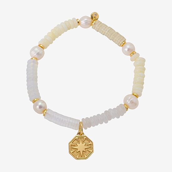 Footnotes Womens Champagne Glass 10K Gold Over Brass Star Stretch Bracelet