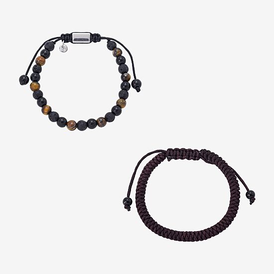 J.P. Army Mens 2-pc. Multi Color Tiger's Eye Stainless Steel Bracelet Set