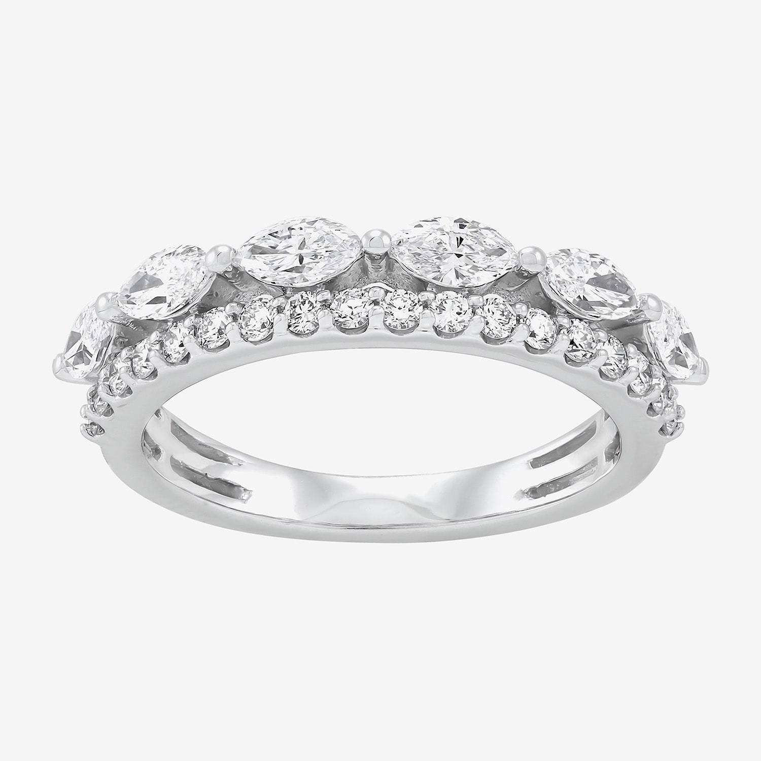 (H-I / Si2) Womens 1 CT. T.W. Lab Grown White Diamond 10K Gold Anniversary Wedding Band