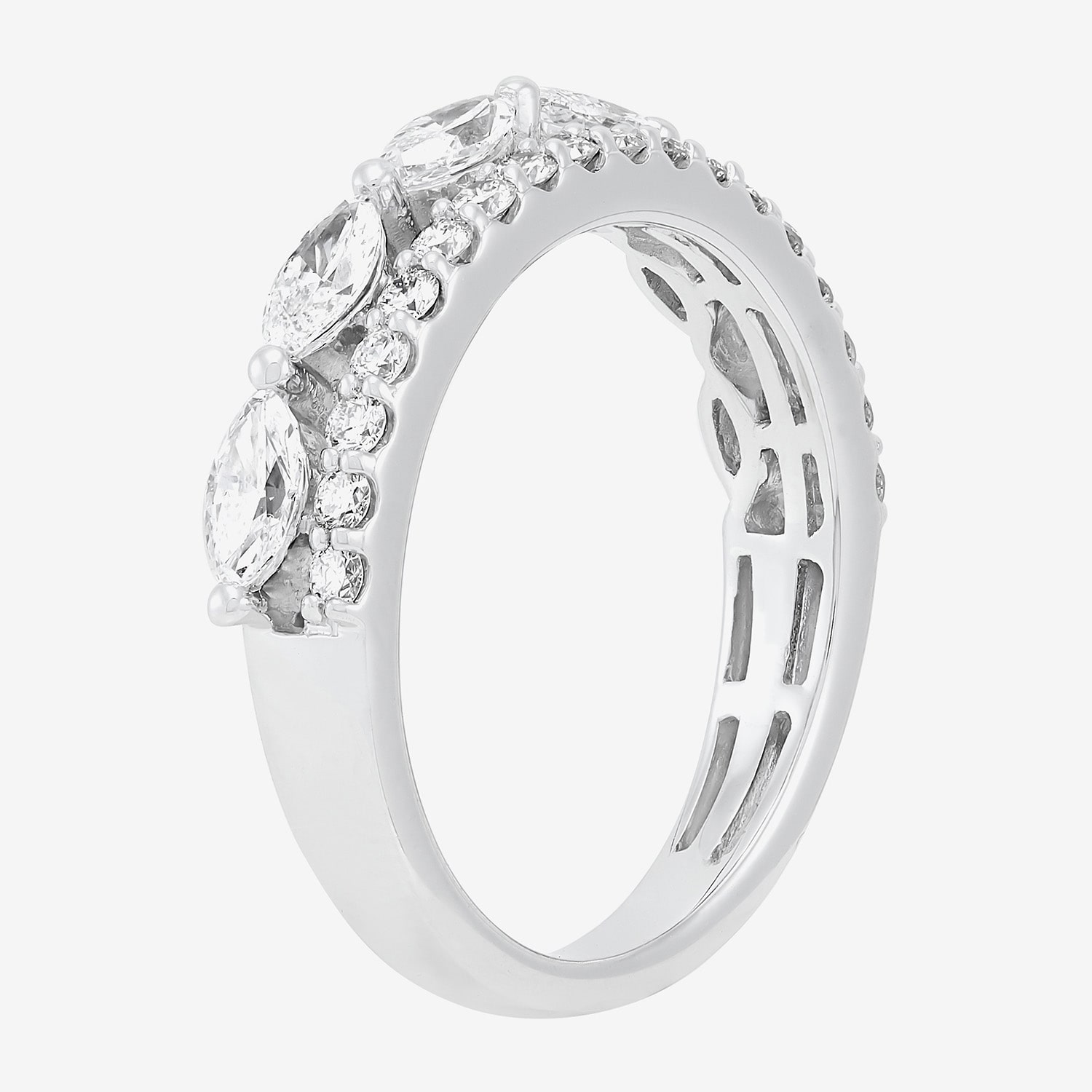 (H-I / Si2) Womens 1 CT. T.W. Lab Grown White Diamond 10K Gold Anniversary Wedding Band