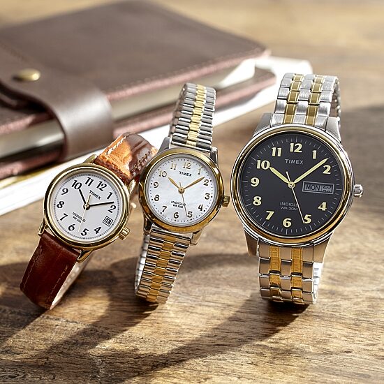 Timex® Mens Two-Tone Expansion Bracelet Watch