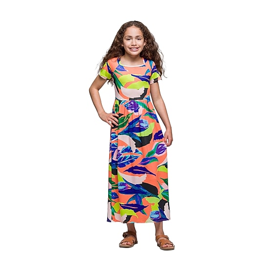 24seven Comfort Apparel Big Kid Girls Short Sleeve Floral Maxi Dress