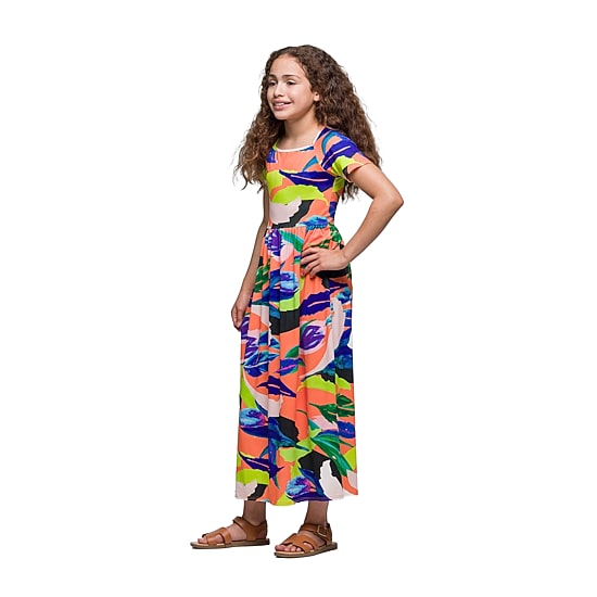 24seven Comfort Apparel Big Kid Girls Short Sleeve Floral Maxi Dress