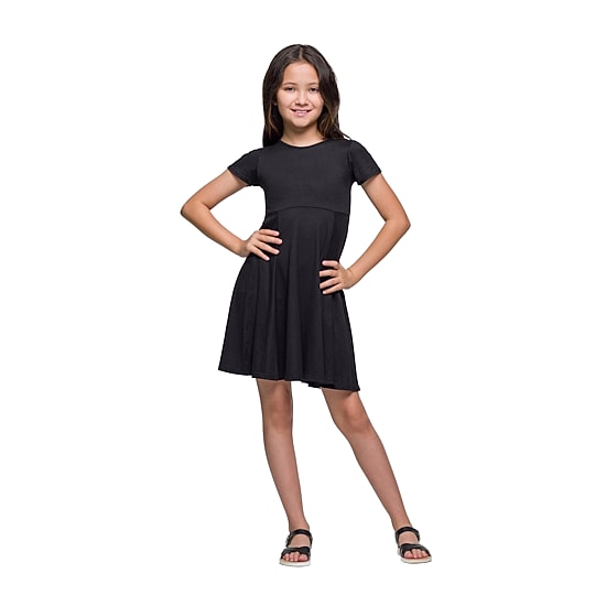 24seven Comfort Apparel Big Kid Girls Fitted Short Sleeve Fit + Flare Dress