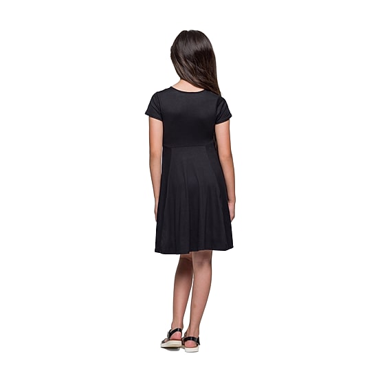 24seven Comfort Apparel Big Kid Girls Fitted Short Sleeve Fit + Flare Dress
