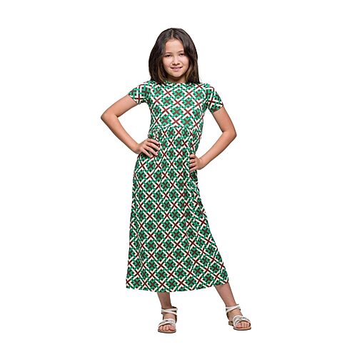 24seven Comfort Apparel Big Kid Girls Short Sleeve Floral Maxi Dress, X-large, Multiple Colors