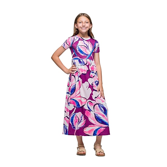 24seven Comfort Apparel Big Kid Girls Fitted Short Sleeve Floral Maxi Dress