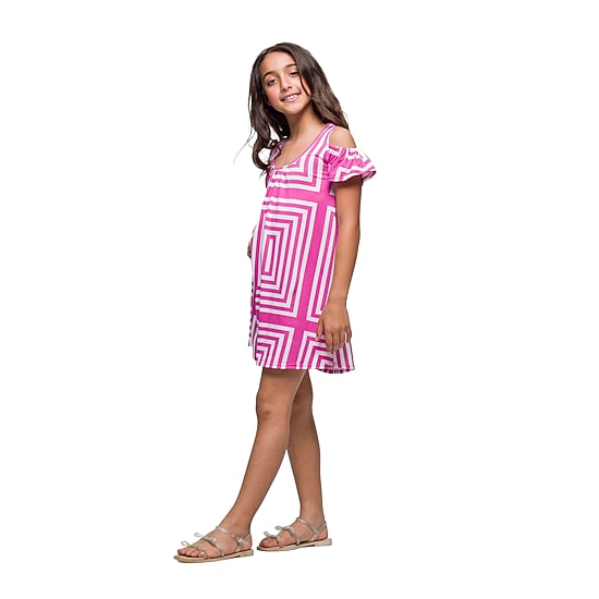 24seven Comfort Apparel Big Kid Girls Short Sleeve Knit A-Line Dress