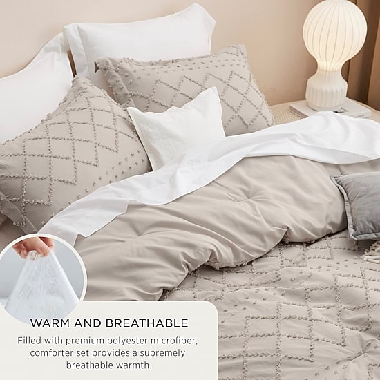 Bedsure® Comforter Set-Solid-Embroidery Comforter Set