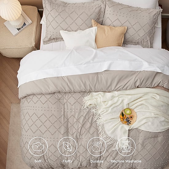 Bedsure® Comforter Set-Solid-Embroidery Comforter Set
