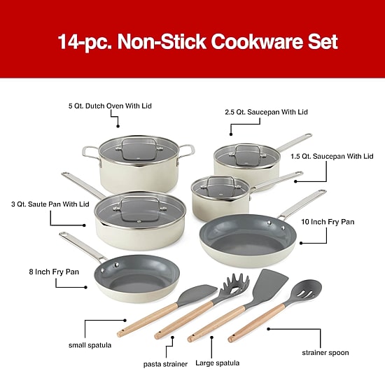 Cooks Ceramic 14-pc. Non-Stick Cookware Set