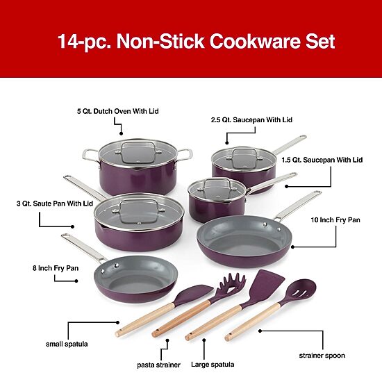 Cooks Ceramic 14-pc. Non-Stick Cookware Set