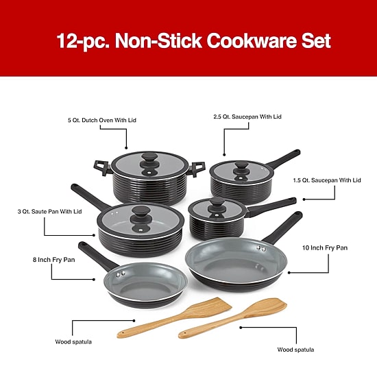 Cooks Wave Ceramic 12-pc. Non-Stick Cookware Set