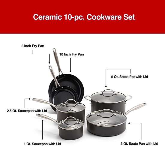 Cooks Hard Anodized Titanium Ceramic 10-pc. Cookware Set
