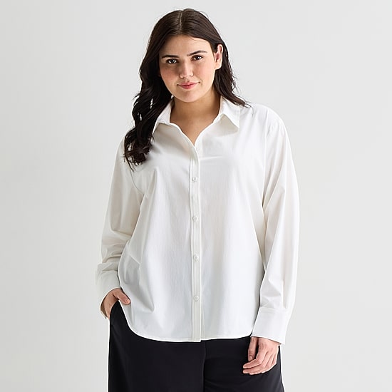 Stylus Womens Plus Long Sleeve Blouse