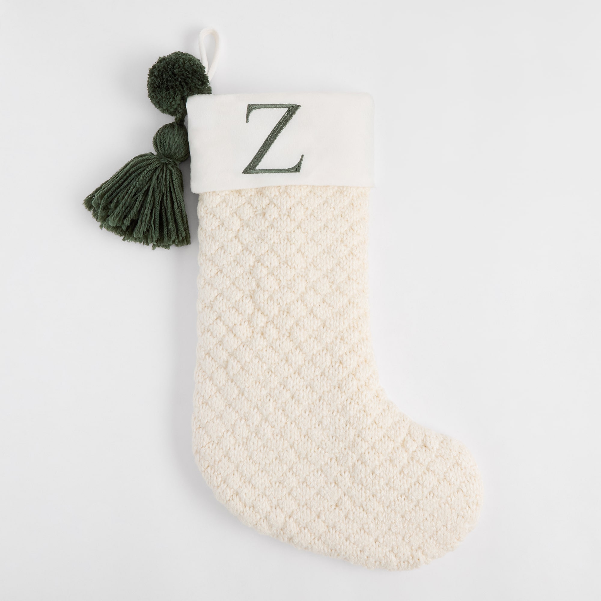 North Pole Trading Co. Ivory Knit Monogram Stocking Z Christmas Stocking