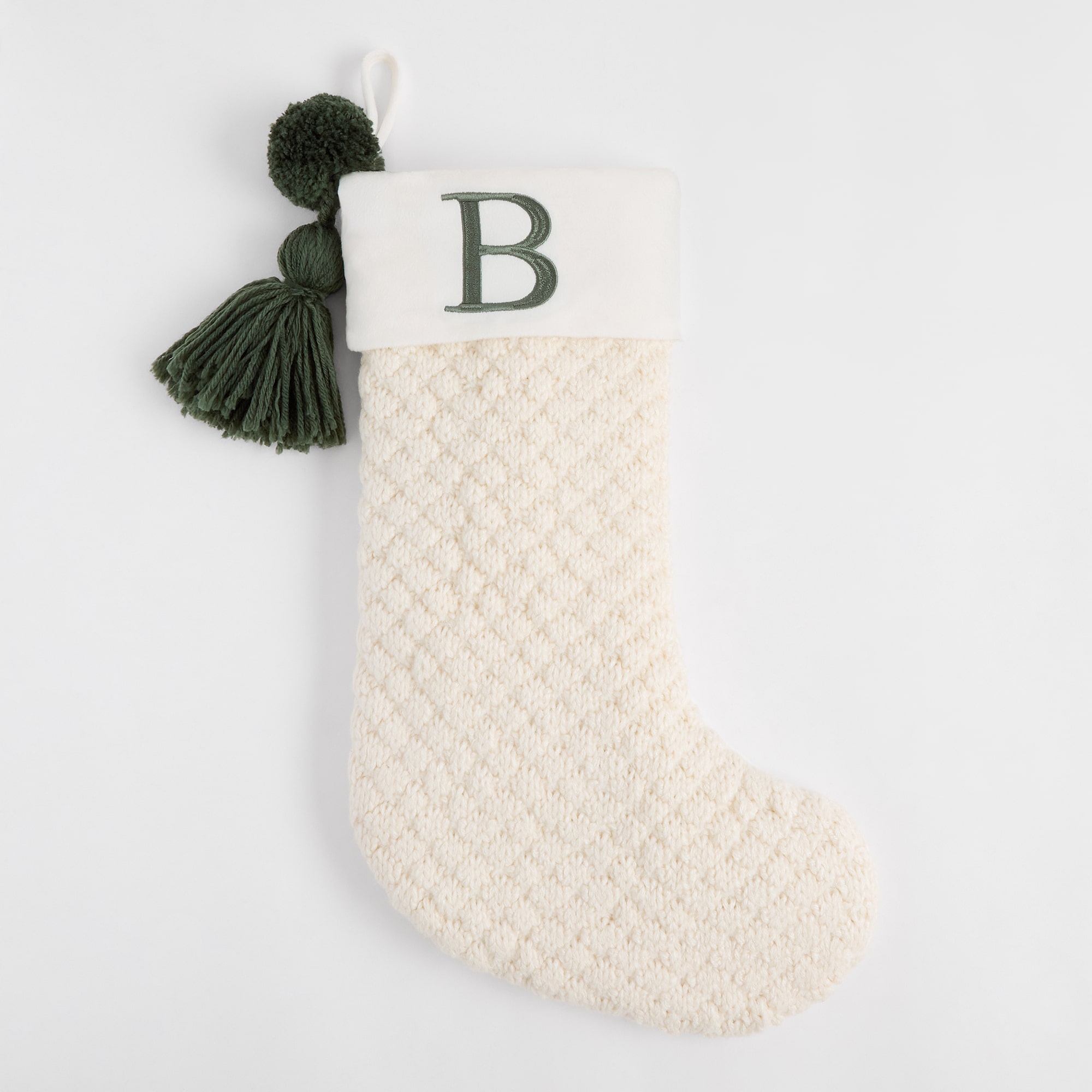 North Pole Trading Co. Ivory Knit Monogram Stocking B Christmas Stocking