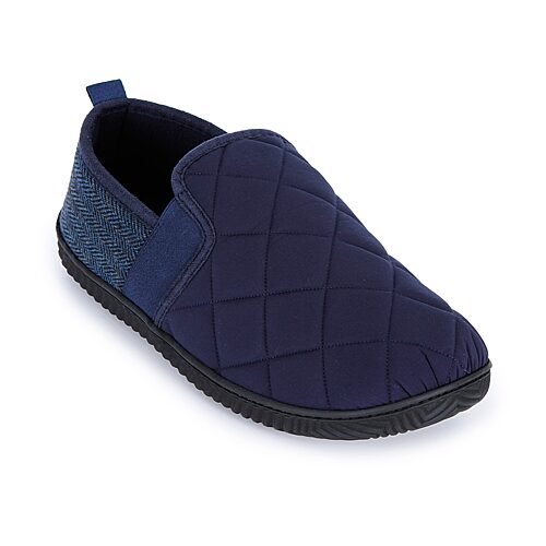 Isotoner Quilted Woven Aline Mens Slip-on Slippers In Blue
