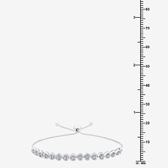 (F / Si1-Si2) Womens 1/10 CT. T.W. Lab Grown White Diamond Heart Bolo Bracelet