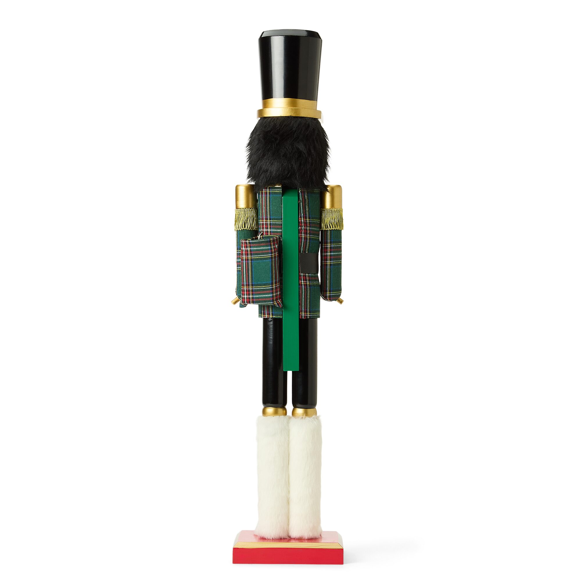 North Pole Trading Co. 30" Green Plaid Wood Lighted Christmas Nutcracker