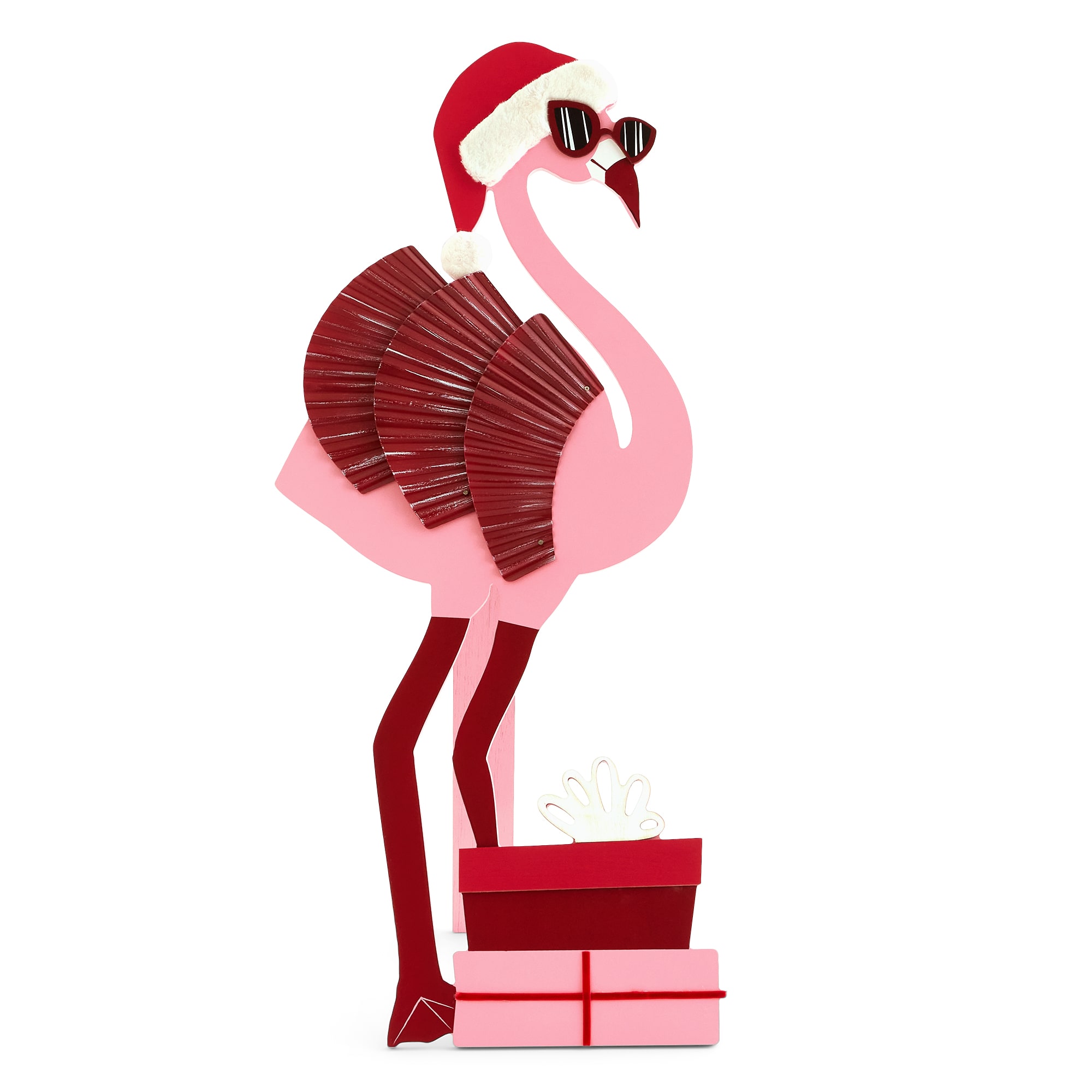 North Pole Trading Co. Santa Flamingo Porch Leaner Christmas Porch Sign