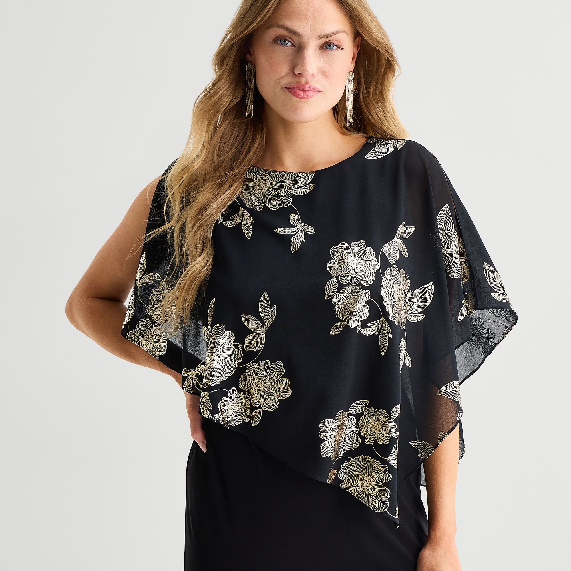MSK Womens Round Neck Short Sleeve Floral Sheath Dress