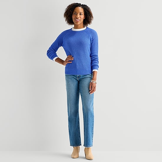 St. John's Bay Tall Womens Crew Neck Long Sleeve Pullover Sweater