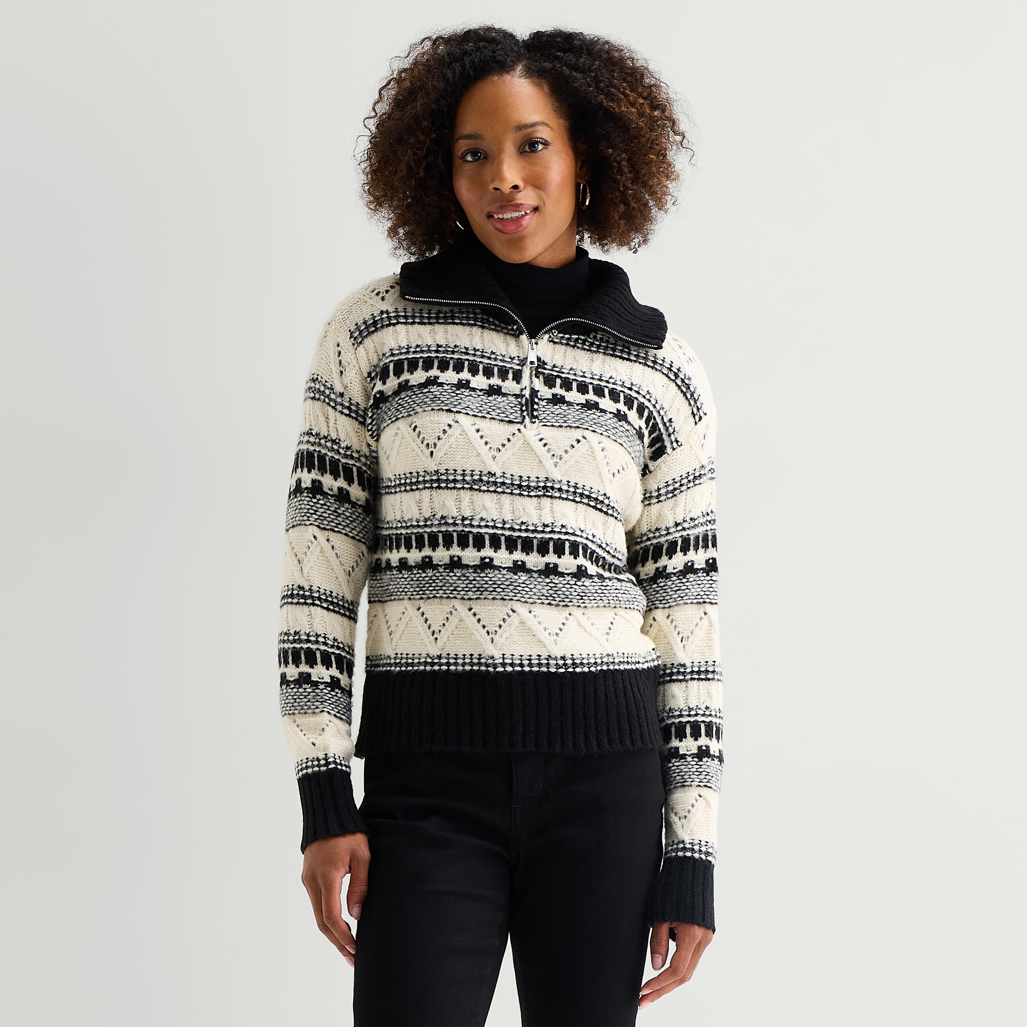 St. John's Bay Womens Long Sleeve Tall Quarter-Zip Pullover Sweater