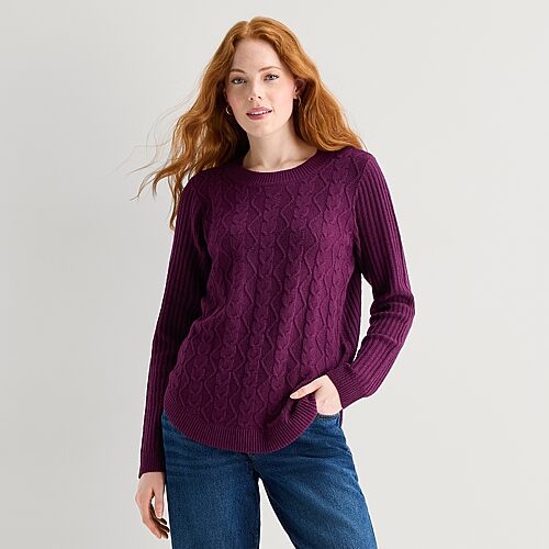 St. John's Bay Tall Womens Crew Neck Long Sleeve Pullover Sweater In Purple