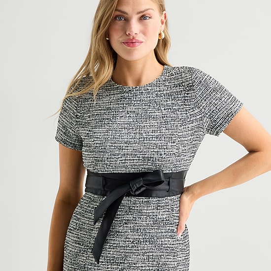 Marc New York Womens Round Neck Short Sleeve Sheath Dress