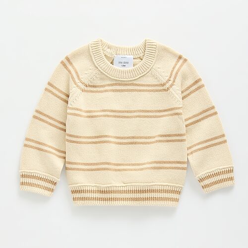 Okie Dokie Baby Boys Round Neck Long Sleeve Pullover Sweater, 24 Months, Beige