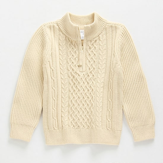 Okie Dokie Boys Round Neck Long Sleeve Quarter-Zip Pullover Sweater