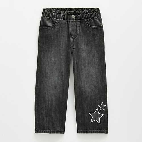 Okie Dokie Toddler & Little Girls Adjustable Waist Wide Leg Jean, 2t, Black
