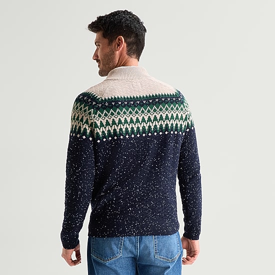 St. John's Bay Textured Mens Mock Neck Long Sleeve Striped Quarter-Zip Pullover Sweater