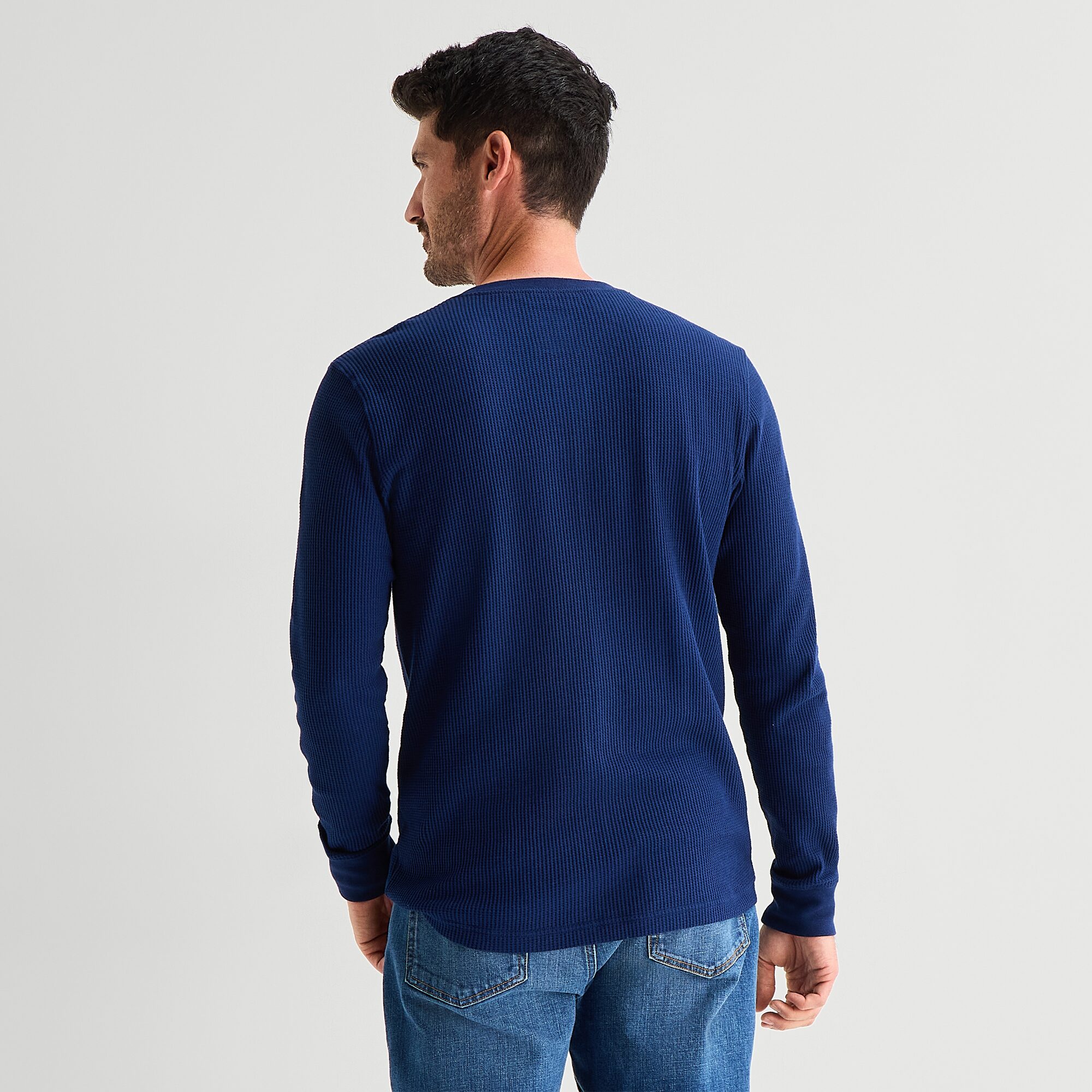 St. John's Bay Dexterity Mens Easy-on + Easy-off Sensory Friendly Henley Neck Long Sleeve Adaptive Classic Fit Thermal Top