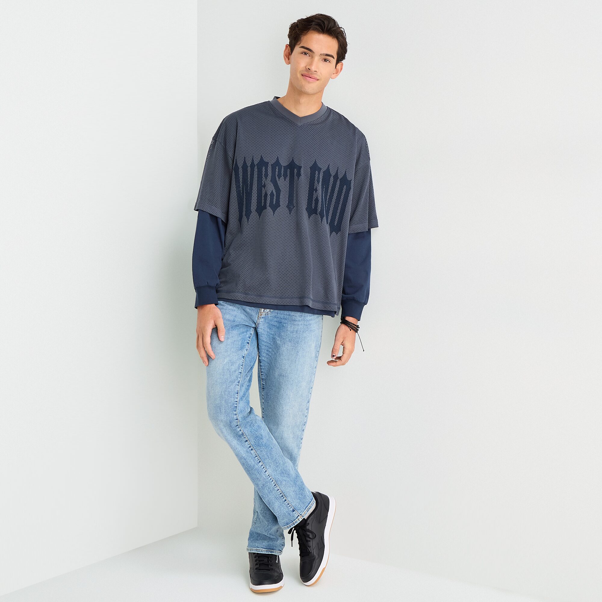 Arizona Mens Crew Neck Short Sleeve Twofer Jersey