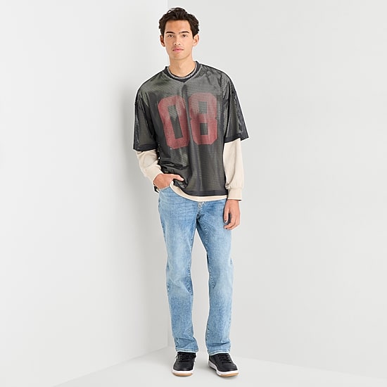 Arizona Mens Crew Neck Short Sleeve Twofer Jersey