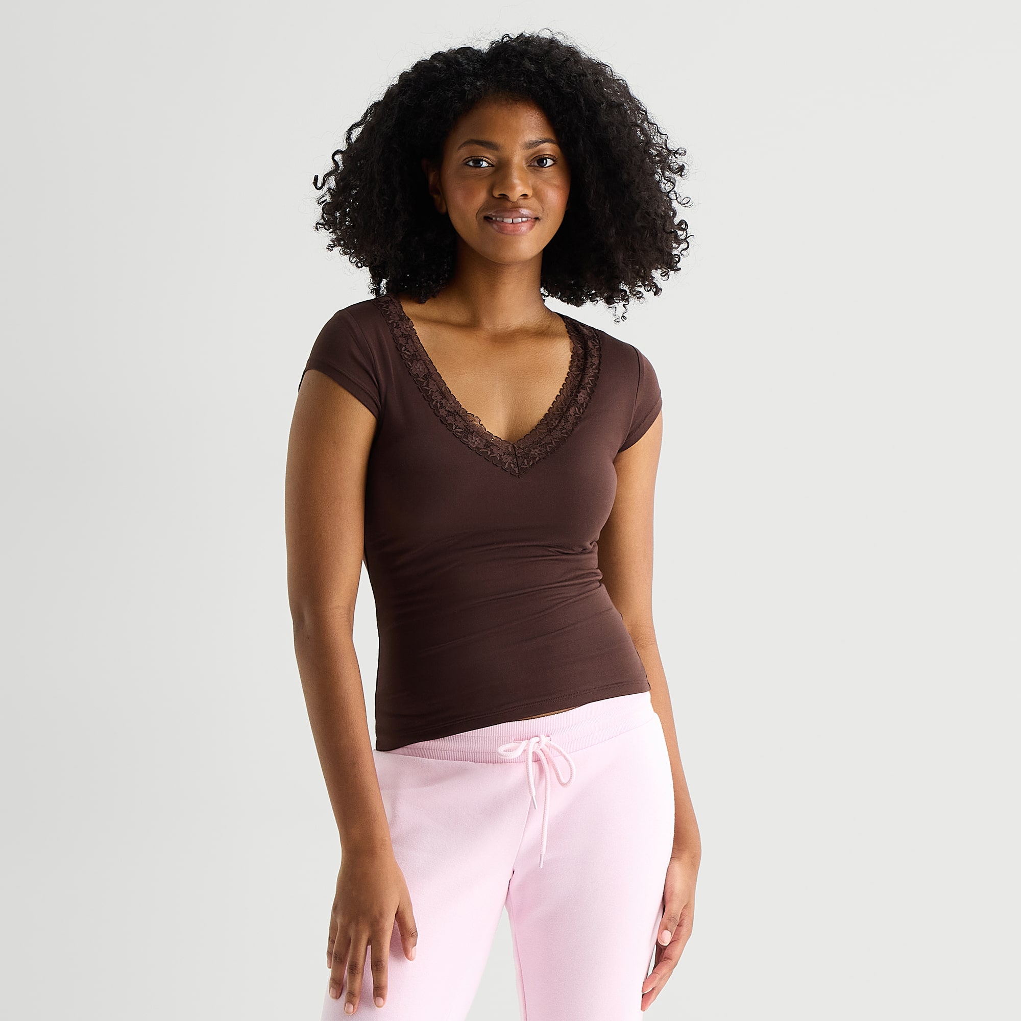 Forever 21 Womens Juniors V Neck Short Sleeve T-Shirt