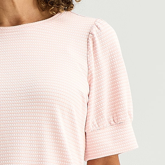 Liz Claiborne Textured Womens Crew Neck Short Sleeve Blouse