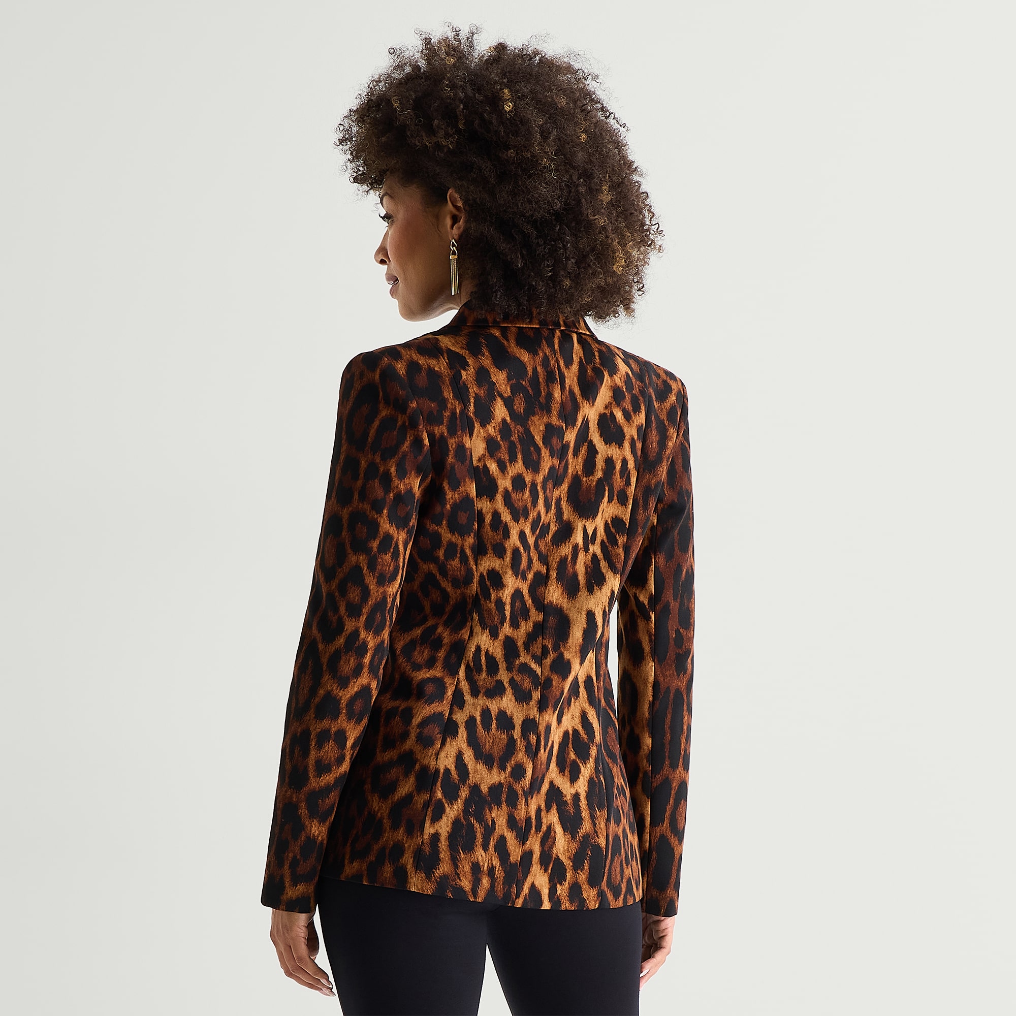 Bold Elements Womens Double Breasted Leopard Regular Fit Blazer