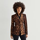 Bold Elements Womens Double Breasted Leopard Regular Fit Blazer