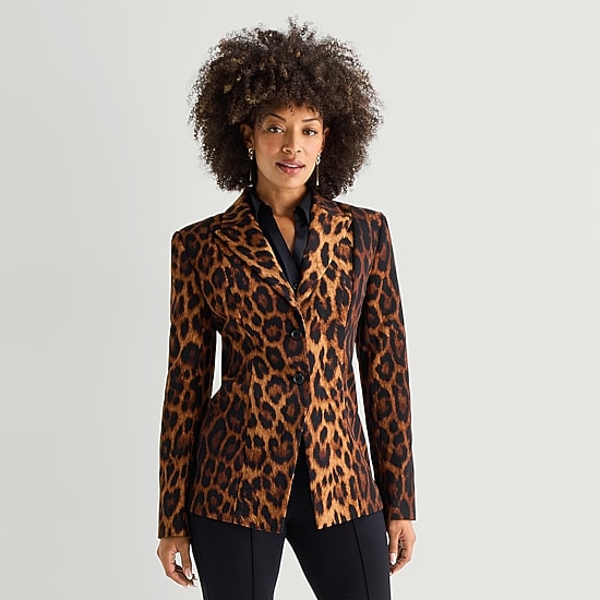 Bold Elements leopard print single breasted blazer