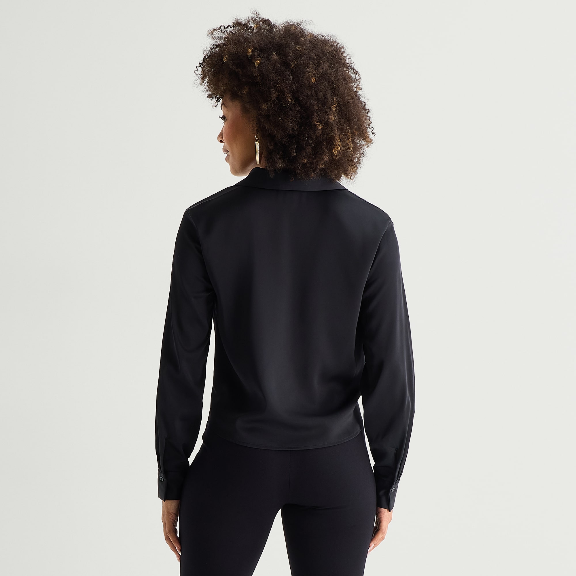 Bold Elements Womens Long Sleeve Satin Blouse