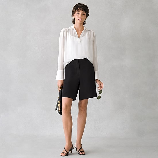 a.n.a Womens Mid Rise Pleated Short