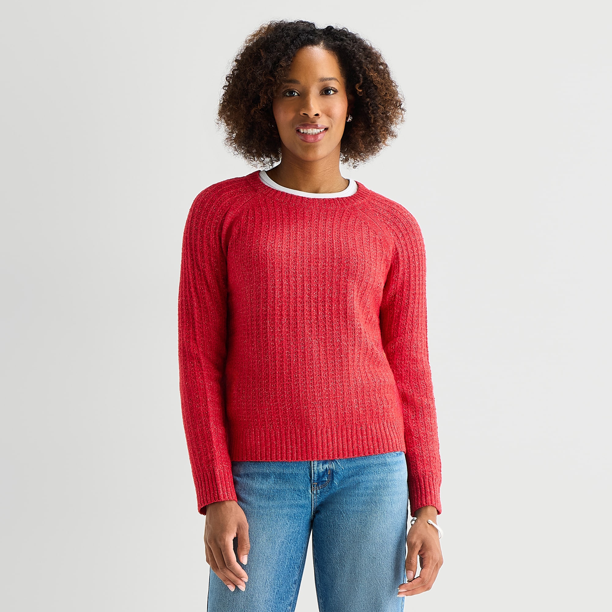 St. John's Bay Womens Crew Neck Long Sleeve Pullover Sweater